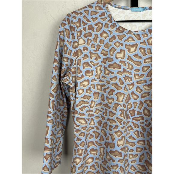 J. McLaughlin Signature Catalina Cloth Blouse Women's Medium Blue Geometric - Picture 3 of 9